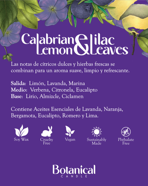 Vela aromática Calabrian Lemon & Leaves 210 gr | Regalo fresco