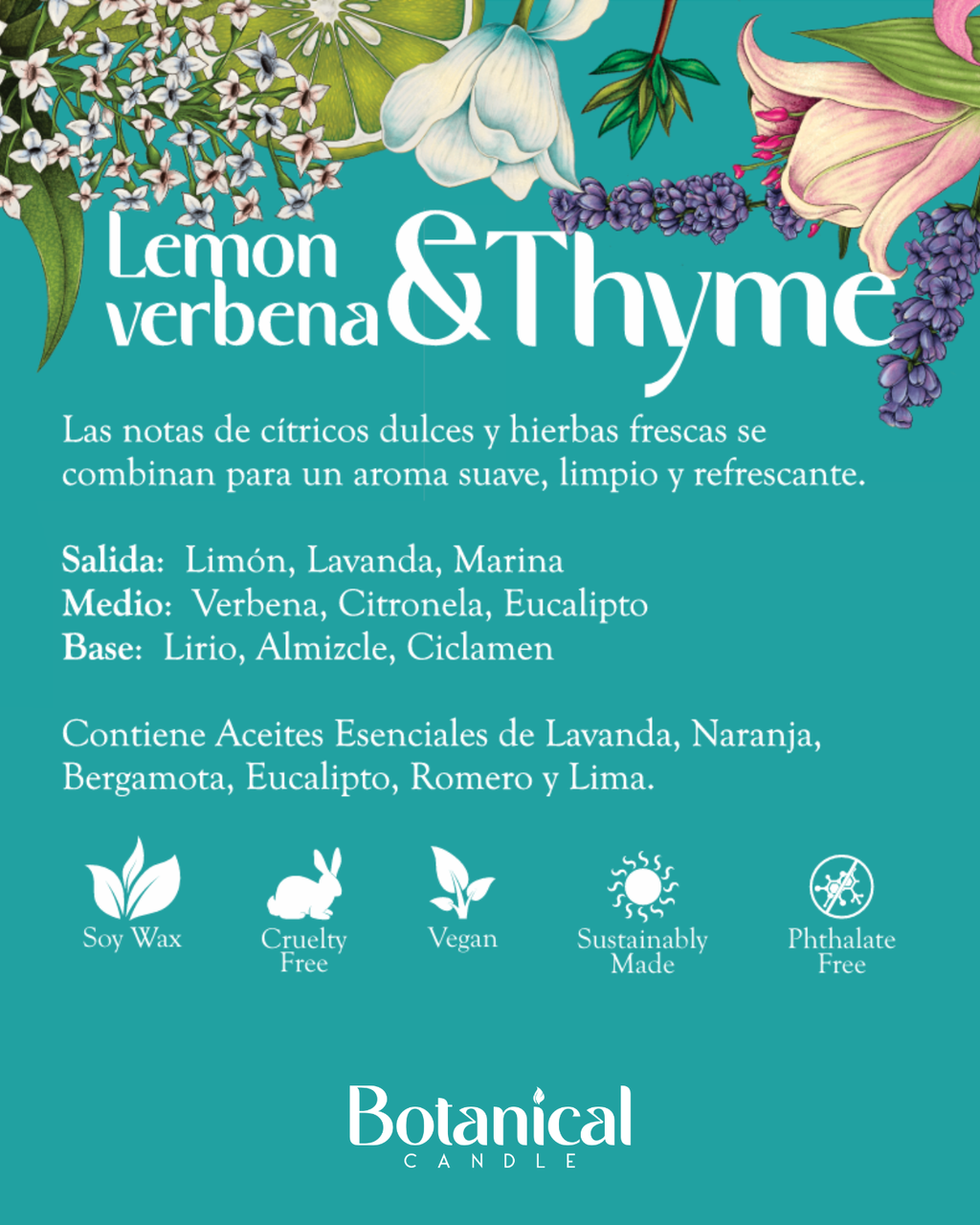 Vela aromática Lemon Verbena & Thyme
