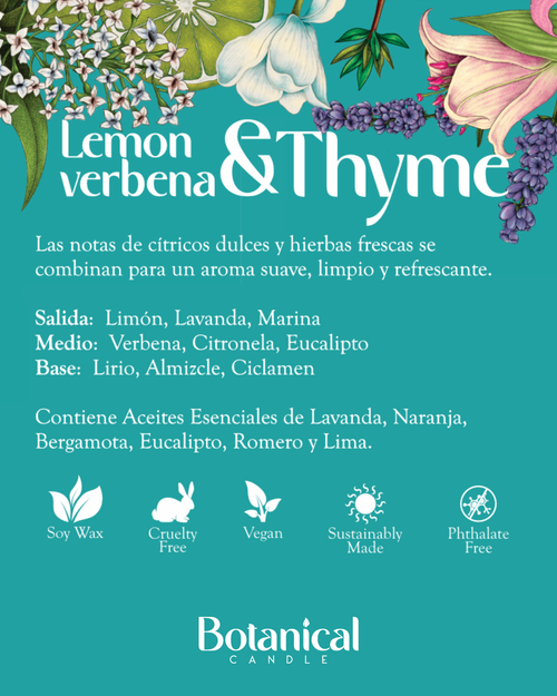 Vela aromática Lemon Verbena & Thyme 210 gr | Regalo revitalizante