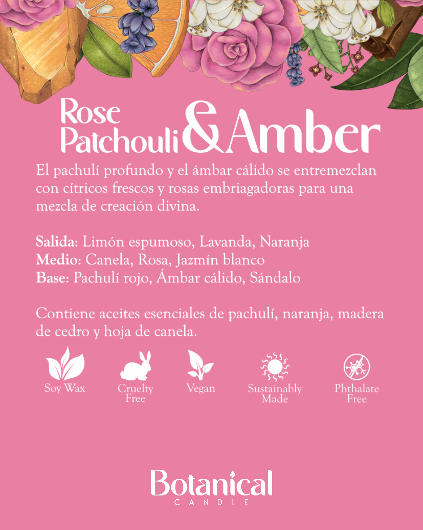 Vela aromática Rose & Amber 210 gr | Regalo elegante