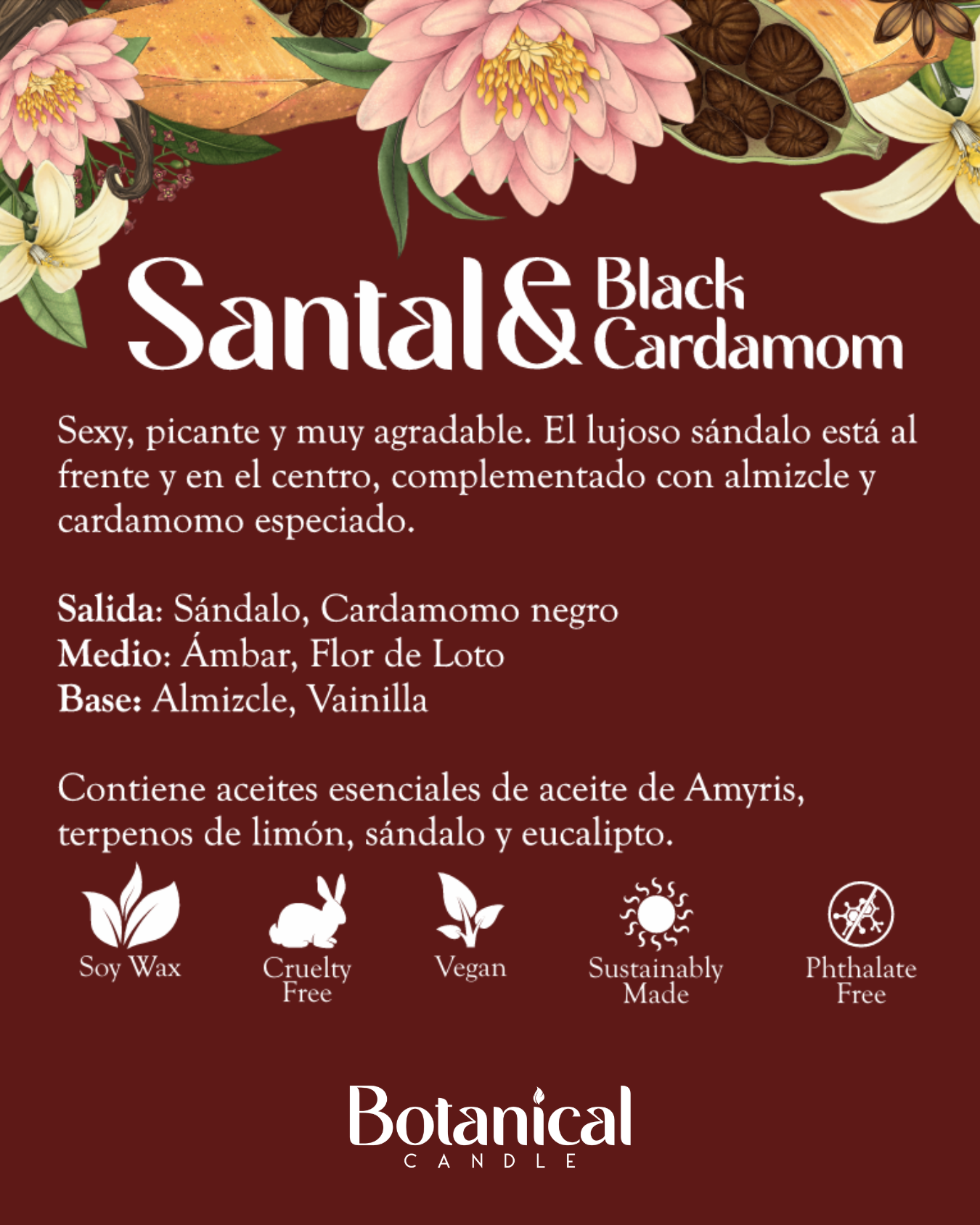 Vela aromática Sándalo & Cardamomo 210 gr | Regalo con significado